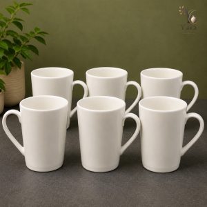 ৬ পিস লম্বা সাদা সিরামিক মগ সেট